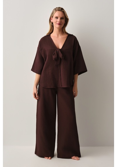 Suwen Jasmine Kimono Sba26390391 Kahverengi