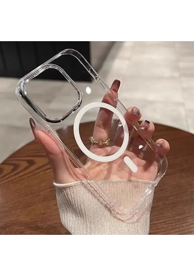 Apple Uyumlu iPhone 16 Pro Max Megsafe Şeffaf Kılıf Parlak Şeffaf Kılıf