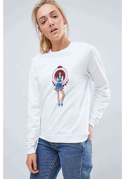 Riverdale Veronica Lodge Baskılı Beyaz Kadın Sweatshirt