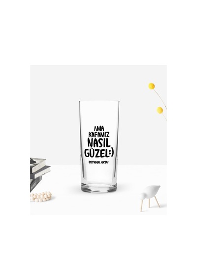 Kişiye Özel Renkli Baskılı Ama Kafamız Nasıl Güzel Tasarımlı Rakı Bardağı-1