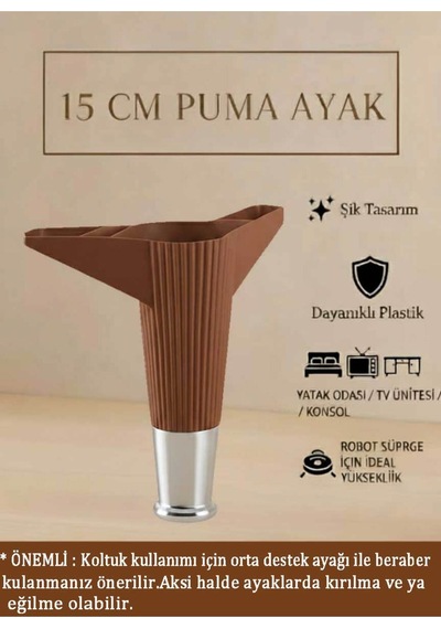 Puma 15 Cm Ceviz-krom Mobilya Kanepe Tv Ünitesi Kosol Ayağı Ceviz-krom