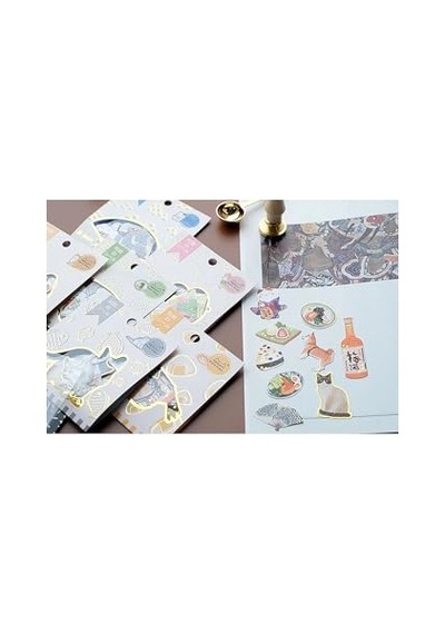 Kedilerin Dünyası Temalı 36 Adet Sticker Seti Bullet Journal