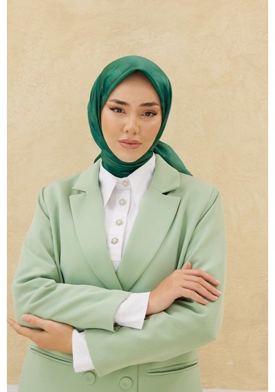 Silk Home Desenli Shiny Eşarp - 8647 - Zümrüt - Zümrüt