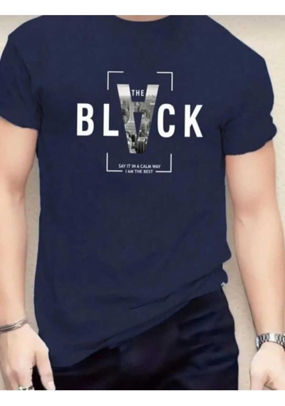 Kozia Outdoors Malkoçbey Siyah Baskılı Oversize Unisex Basic O Yaka T-shirt Lacivert