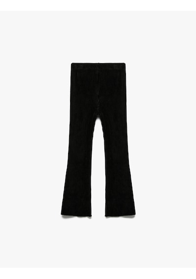 Koton Beli Lastikli Basic İspanyol Paça Kadife Tayt Siyah 6wmg40075ak Siyah