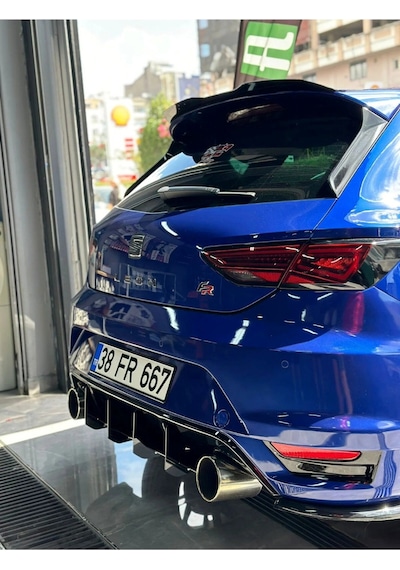 Seat Leon Aero Tampon Arka Tampon Splitteri Arka Difüzör Cnc Flap Seti Parlak Siyah Boyalı