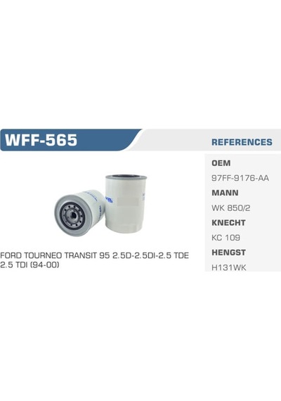 WINKEL WFF-565 Mazot Filtresi Punto 94-00 1.7D 1.7Td Ducato 88-02 1.9D 1.9Td 2.4D 2.4Td / 106 / Ax Saxo 1.5D Xsara Jumper Dj5T Ted 1.5D 2.5D Dj5