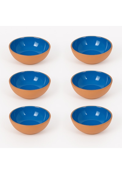 Toprak Sırlı 10cm Kase 6 Lı Takım Mavi