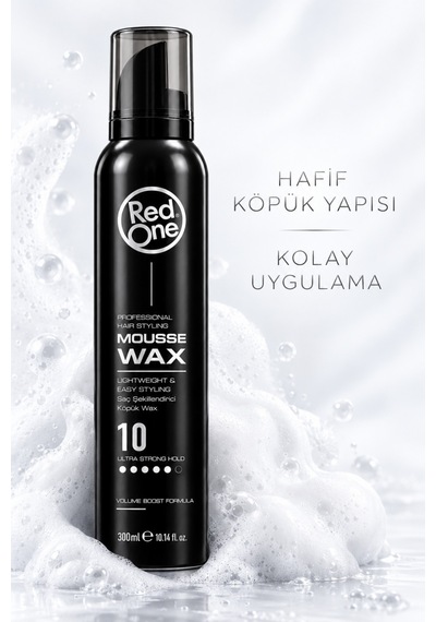 Redone Profesyonel Hair Styling Mousse Wax Ultra Strong Hold No:10 & Ultra Güçlü Tutuşlu Köpük Wax 300 Ml
