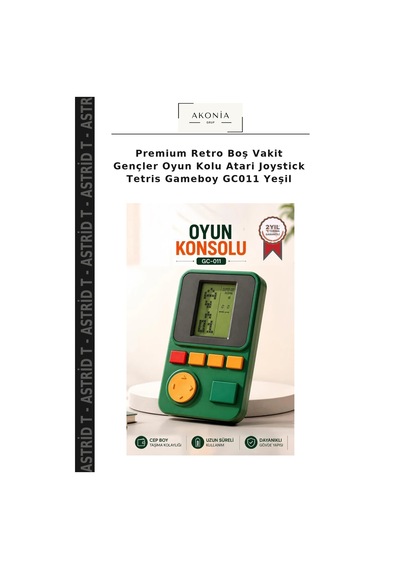 Premium Retro Boş Vakit Gençler Oyun Kolu Atari Joystick Tetris Gameboy Gc011 Yeşil