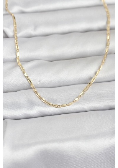 Ceylan Adam Cm 14k Gold Renk Lazerli Zincir Model 60 Cm Kadın Kolye Çok Renkli