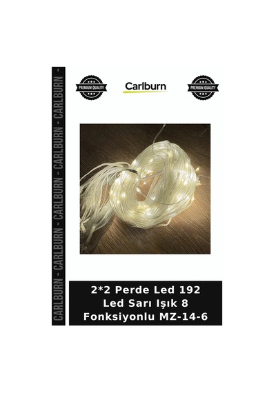 2 2 Perde Led 192 Led Sarı Işık 8 Fonksiyonlu Mz-14-6 Oda Işığı Işıklı Dekor Parti Süslemesi