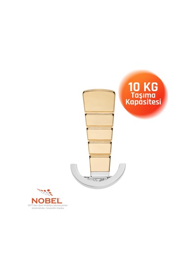 Tivist Lüks Portmanto Askı, Metal, Vestiyer Askı, 200 Gr, Dolap Askılık, Duvar Askılığı, Krom Altın Vidalı 5 Adet