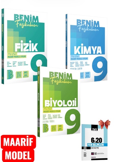 9.sınıf Maarif Model Fen Bilgisi Biyoloji Kimya Fizik Soru Bankası Seti