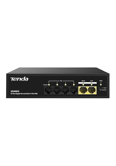 Tenda Sg106pc 6 Port 10/100/1000 4 X Poe + 2 X Uplink Poe Gigabit Switch Metal Kasa