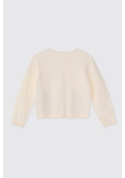 Panço Liberty Kumaş Kız Çocuk Çiçek Desenli Triko Hırka Krem 5621GK82003