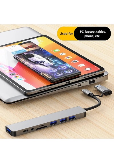 Usb 8'i 1 Arada Hub 3.0 Usb C Hub Dock İstasyonu Yüksek Hızlı İletim Usb 8in1 Hub Usb Ac