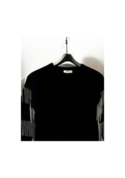 Kız Çocuk Yüzde Yüz Pamuklu İki İplik Zincir Detaylı Sweatshirt-14446 Siyah