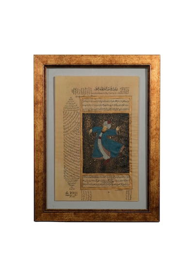 Mavi Kaftanlı Semazenler Tasavvuf Minyatür Tablosu