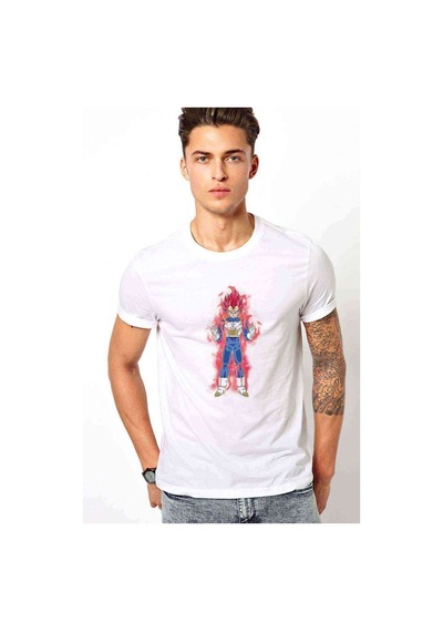 Anime Dragon Ball Super Elektrik Baskılı Beyaz Erkek Tshirt