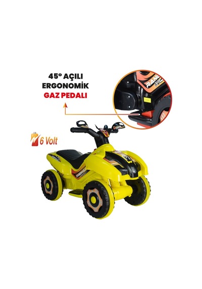 Robo Led Işıklı Müzikli 6 V Akülü Atv Motor Sarı