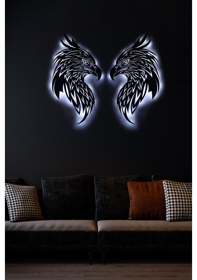 Led Işıklı Ikili Portre Kartal Figürlü Tablo Duvar Dekorlu Gece Lambası Beyaz - 737249157 Beyaz