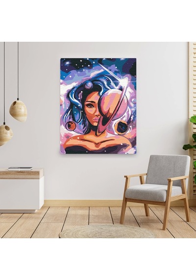 Sayılarla Boyama Seti 40 X 50 Cm Tuval Şasesine Gerili Evrendeki Kadın