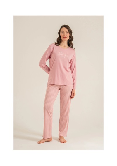 Angbutik Pierre Cardin Pc9294-s Kadın Uzun Kollu Pijama Takımı Gül kurusu