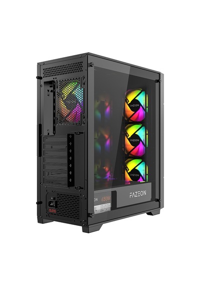 Fazeon F11 Plus 650w 80+ Bronze Tempered Glass Mesh 4x Rgb Fanli Siyah Atx Bilgisayar Kasasi