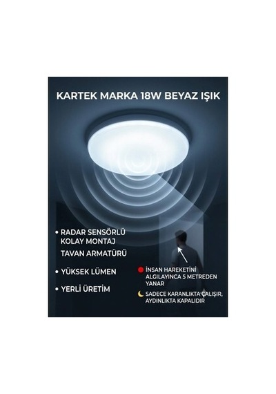 Kartek Ledli Sensörlü Armatür Çok Renkli
