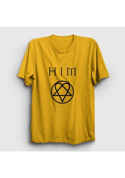 Presmono Unisex Logo Him T-shirt Sarı