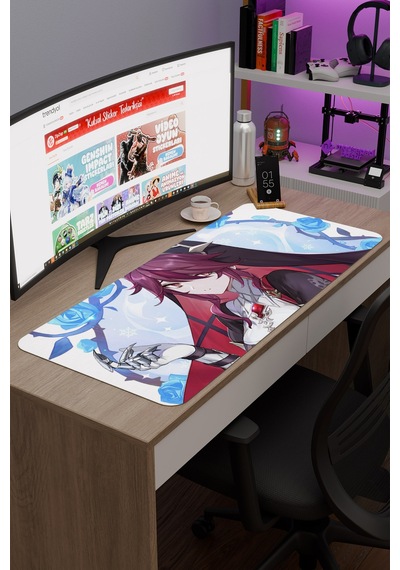 Rosaria Genshin Impact Anime Oyuncu V4 - 90x40 Xxl Gaming Mouse Pad Fare Altlığı