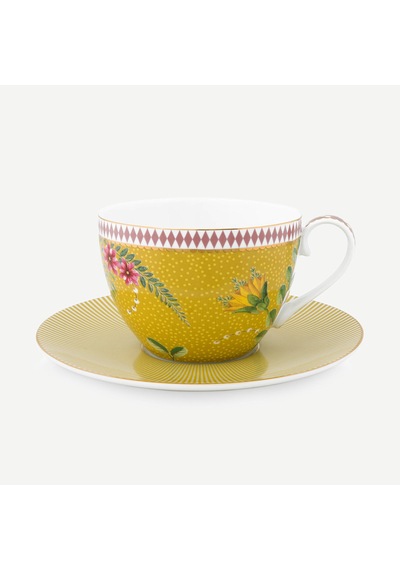 Sarı Porselen Çay Fincan Seti 280 Ml