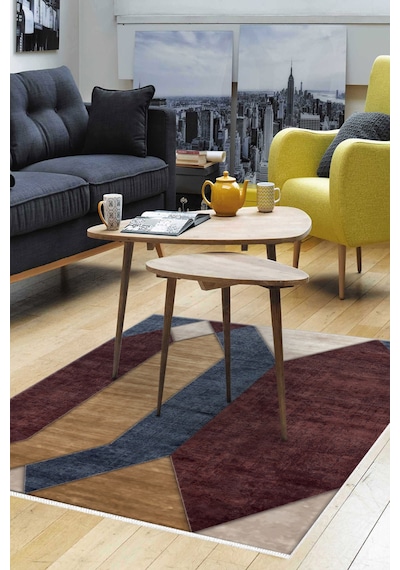 Dekoreko Kaymaz Taban Djt Salon Halısı Trend Modern S6506 Renkli