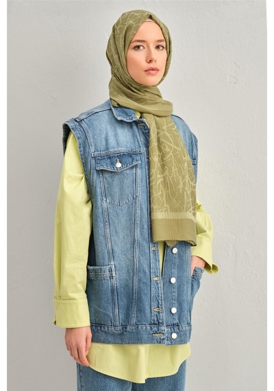 Armine Tencel İpek Kaligrafi Desen Şal 3297 Yeşil