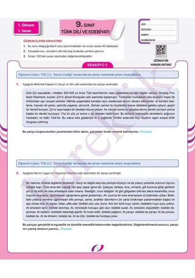 9. Sınıf Yazılı Senaryoları