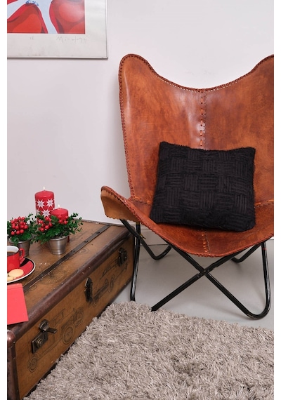 Peraluna Foam Pıllow Şifon Şerit Triko Yastık Kılıfı 45x45 Cm Siyah - Siyah