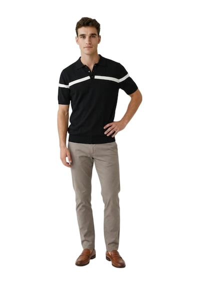 Cazador 34235 Erkek Polo Yaka Triko T-shirt Siyah