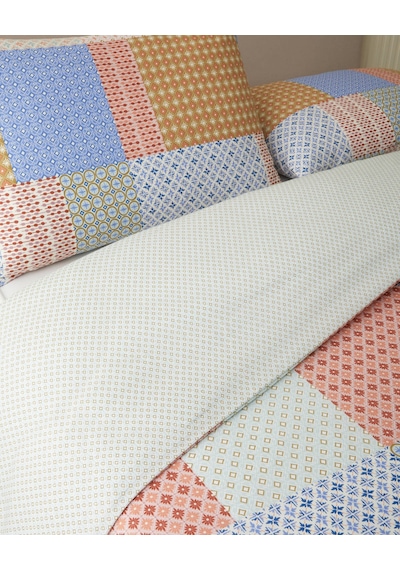 English Home Patchform Kolay Ütülenir Çift Kişilik Nevresim Seti 200x220 Cm Mavi Bordo
