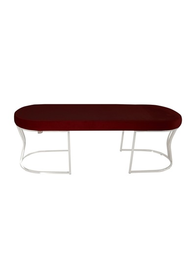 Viego Silver Smooth- Bordo Kapitoneli Model Puf & Bench & Koltuk- Oturak-uzun Makyaj Puff-yatak Odası Ucu &önü
