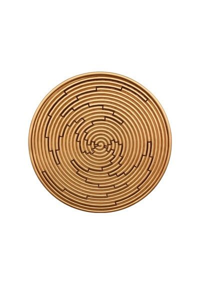 Spiral Geometrik Desenli Kabartmalı Oymalı Rölyef Tablo Duvar Dekoru Altın