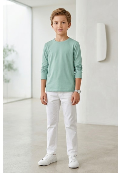 Kiagu Erkek Çocuk Uzun Kollu Basic Düz Tişört %100 Pamuk Bisiklet Yaka T-shirt 2-13 Yaş Mint Kiagu Erkek Çocuk Uzun Kollu Basic Düz Tişört %100 Pamuk Bisiklet Yaka T-shirt 2-13 Yaş Mint