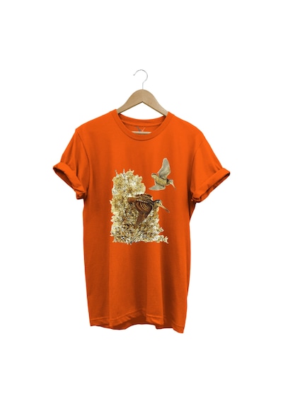 Hunter Avcılık Çulluk Avcılığı Vahşi Yaşam Baskılı Regular Fit %100 Pamuk Turuncu T-shirt Turuncu