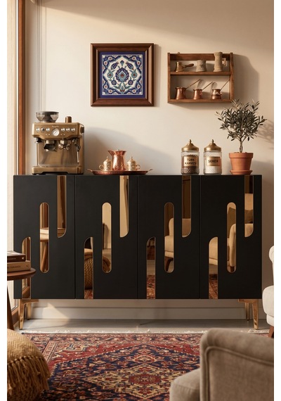 Ka1229ag Ece120 Konsol, Kahve Köşesi Ve Tv Sehpası, Çok Amaçlı Dolap Antrasit - Gold 120cm Ka1229ag Ece120 Konsol, Kahve Köşesi Ve Tv Sehpası, Çok Amaçlı Dolap Antrasit - Gold 120cm