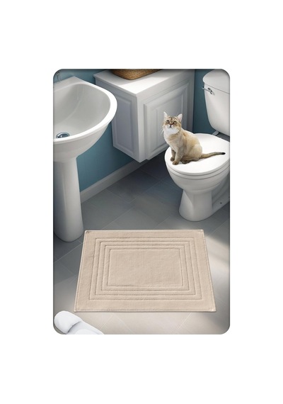 Tr %100 Pamuk Dokuma Su Emici Banyo Paspası Vera 60x50 Cm Bej Diğer