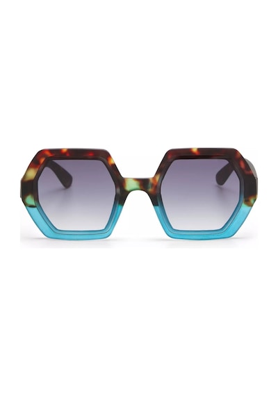 Okkia Emma Big Hexagonal Havana Mavisi Unisex Güneş Gözlüğü