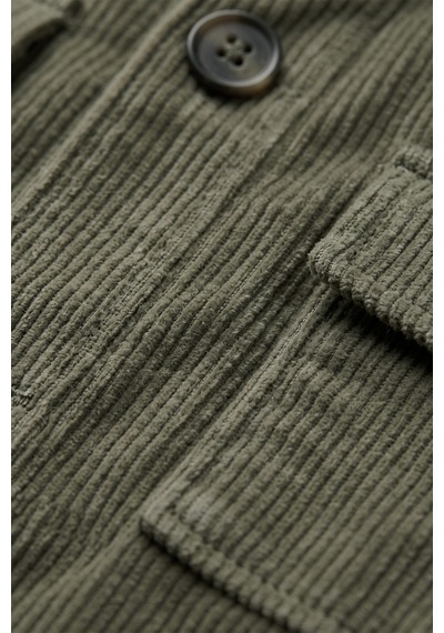 Deepsea Erkek Slim Fit Fitilli Kadife Haki Ceket %100 Pamuk Düğmeli Cepli Astarsız 2701104