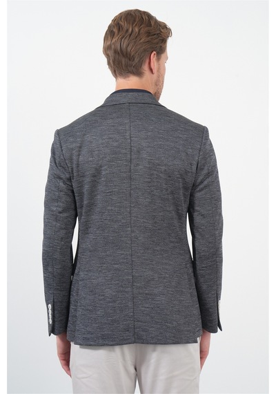 İmza Lacivert Mono Yaka Örme 6 Drop Slim Fit Ceket 1002260152