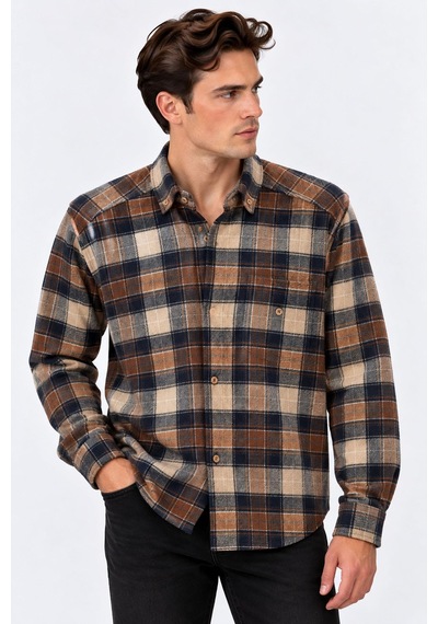 Classics Men Regular Fit Erkek Kışlık Hakiki Oduncu Gömleği Kiremit