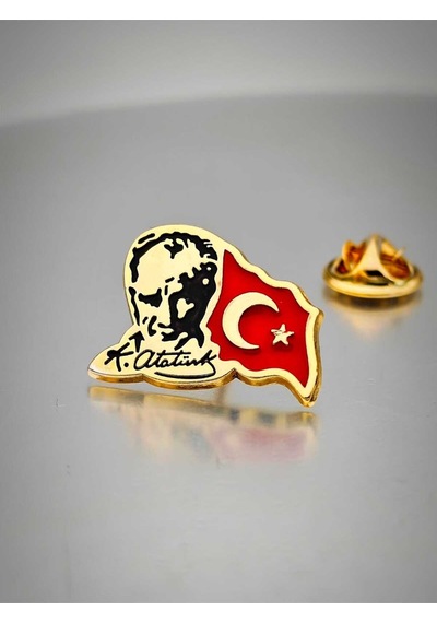 Yörük Tasarım 10 Adet Yörük Tasarım Atatürk&bayrak Yaka Rozeti Altın Kaplama Altın